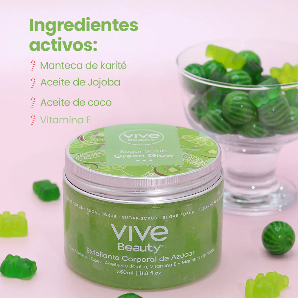 Exfoliante Corporal De Azucar Green Glow Vive Beauty *350ml*